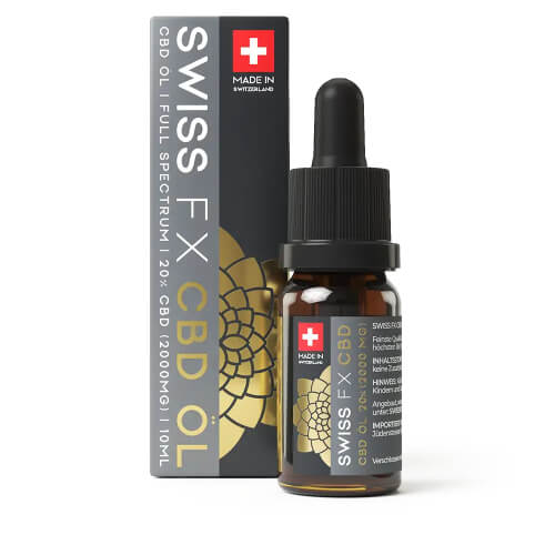 Swiss FX CBD Öl 20 Vollspektrum - Fläschchen mit Packung